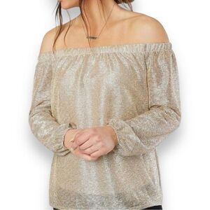 Daytrip Buckle Gold Shimmer Off The Shoulder Top - Size Medium